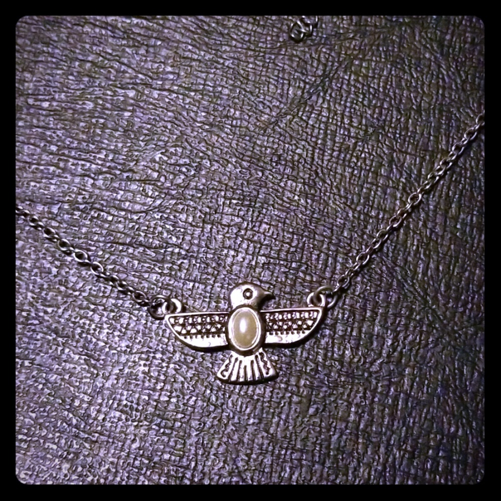 (2for5) Silver eagle gem necklace